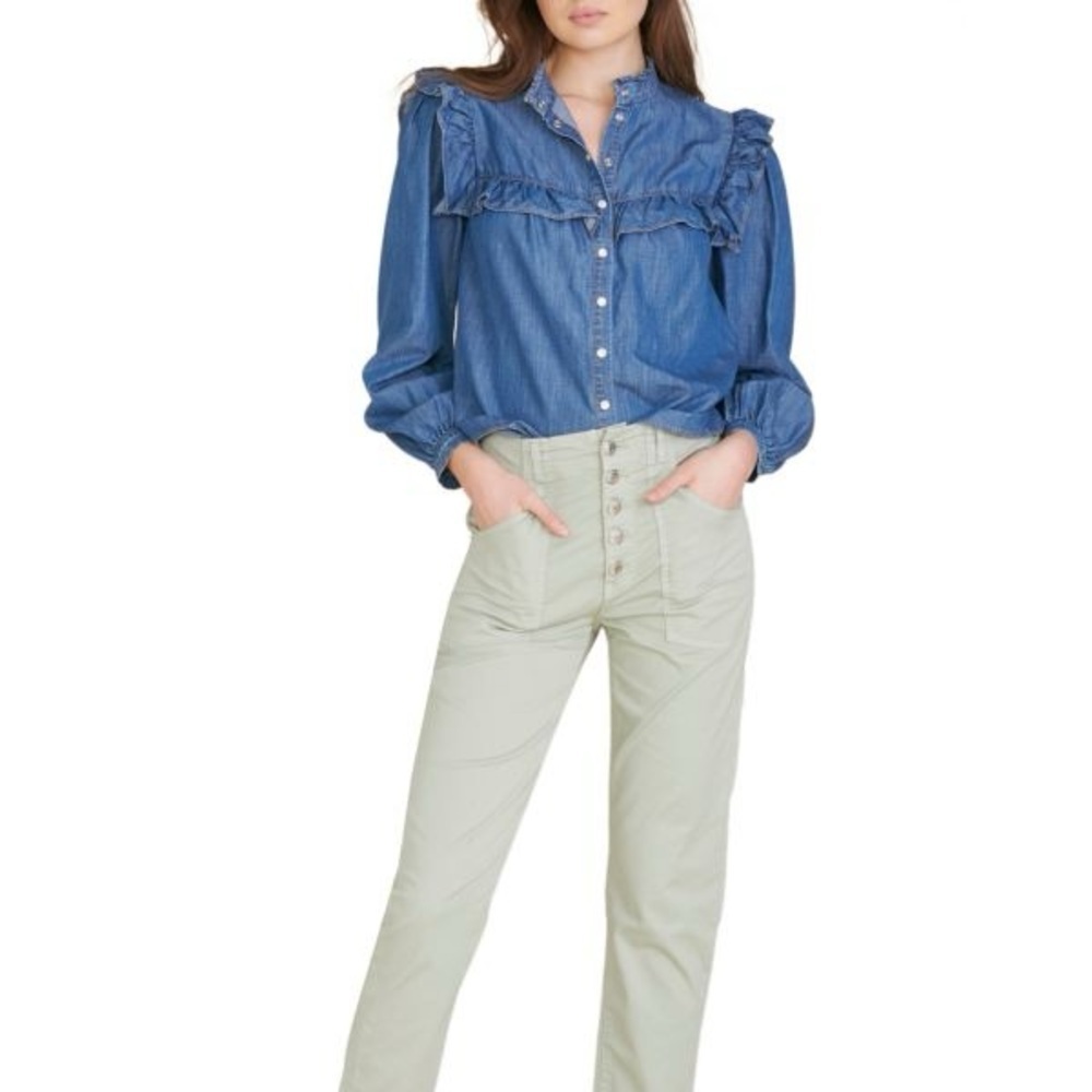 VERONICA BEARD
Tes Ruffled Denim Button Down (T2) - Picture 3 of 9